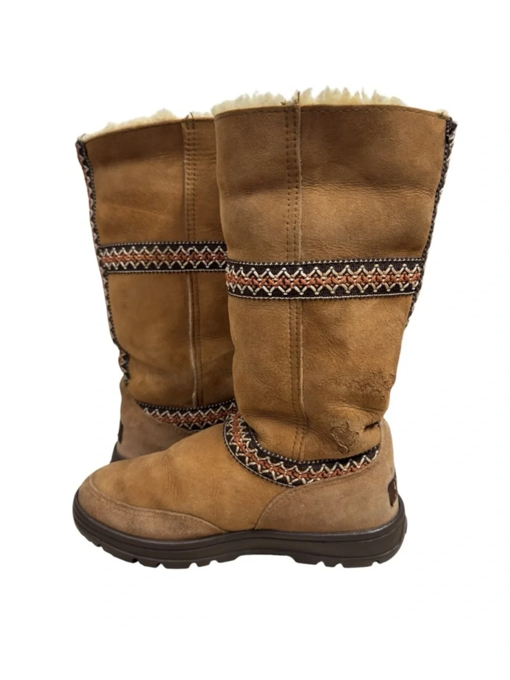 UGG Sundance Revival Chestnut Sheepskin Tasman Braid Boots Unique Womens US 6